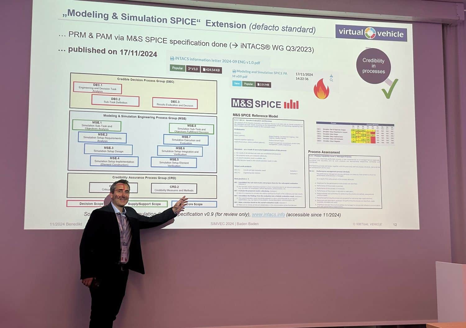 Martin Benedikt presenting M&S SPICE at VDI SIMVEC 2024